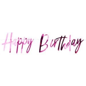 3 Meters Pink Happy Birthday Cursive Banner