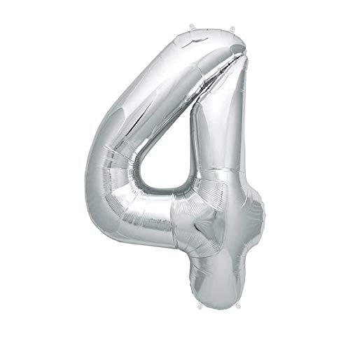 32 Inch Solid 4 Number Silver Foil Balloon