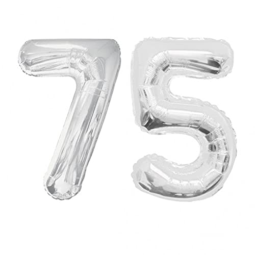 32 Inch Solid 75 Number Silver Foil Balloon