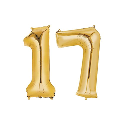 32 Inch Solid 17 Number Gold Foil Balloon