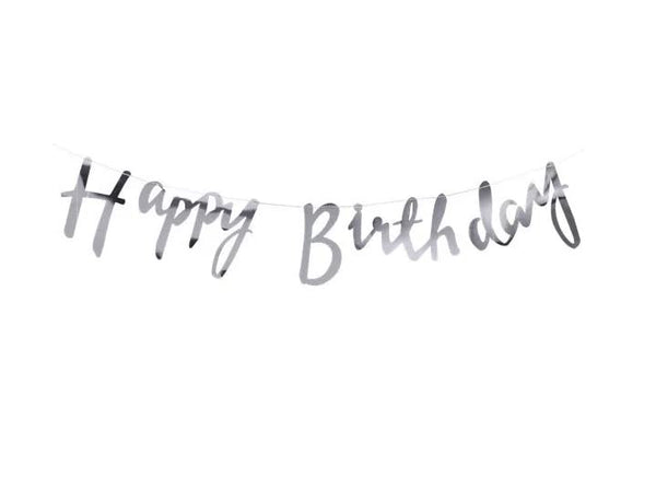 3 Meters Silver Happy Birthday Cursive Banner