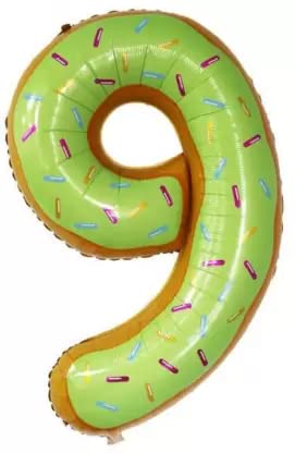 34'' Inch Donut Shape Number 9 Foil Balloon