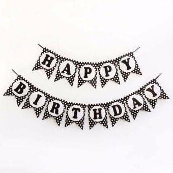 Black Happy Birthday Polka Dot Banner (3 Meters)