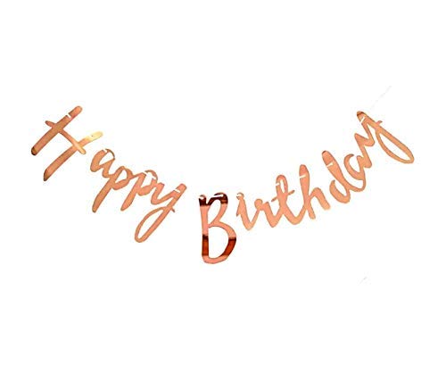 3 Meters Rose Gold Happy Birthday Cursive Banner