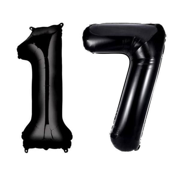 32 Inch Solid 17 Number Black Foil Balloon