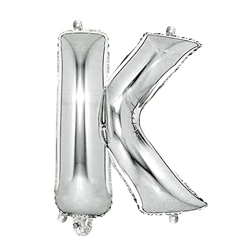 16 Inch Solid K Alphabet / Letters Silver Foil Party Balloon