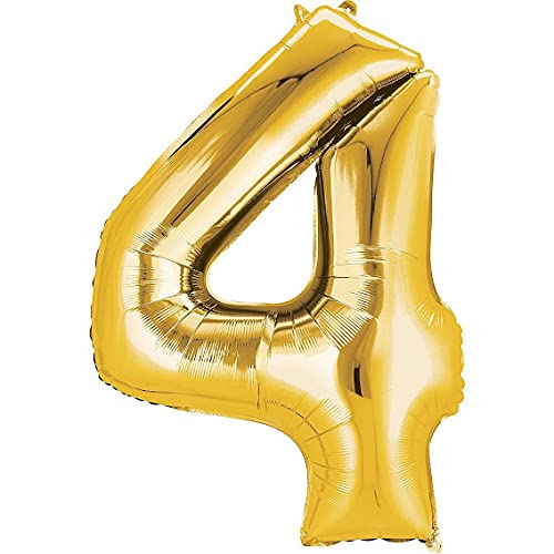 16 Inch Solid 4 Number Gold Foil Balloon