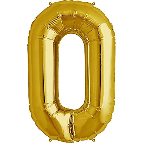 16 Inch Solid 0 Number Gold Foil Balloon