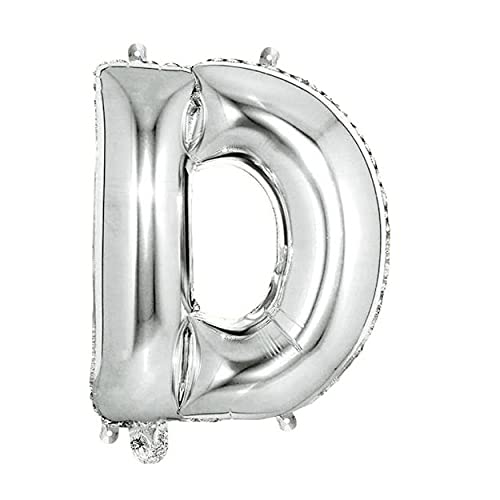 16 Inch Solid D Alphabet / Letters Silver Foil Party Balloon