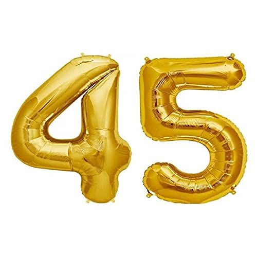 16 Inch Solid 45 Number Gold Foil Balloon