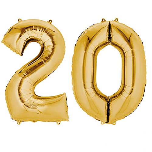 32 Inch Solid 20 Number Gold Foil Balloon