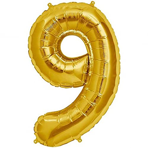 32 Inch Solid 9 Number Gold Foil Balloon