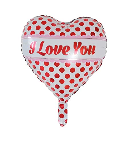 18 Inch Multicolor Heart Shape Polka Printed I Love You Foil Balloon