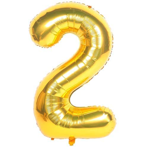 40 Inch Solid  2 Number Gold Foil Balloon