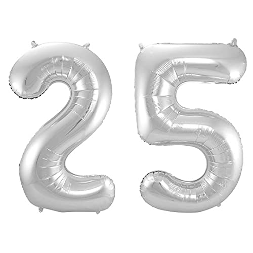 16 Inch Solid 25 Number Silver Foil Balloon