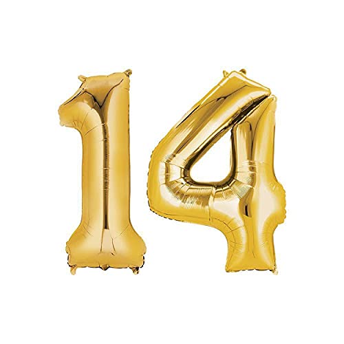 32 Inch Solid 14 Number Gold Foil Balloon