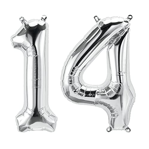 32 Inch Solid 14 Number Silver Foil Balloon