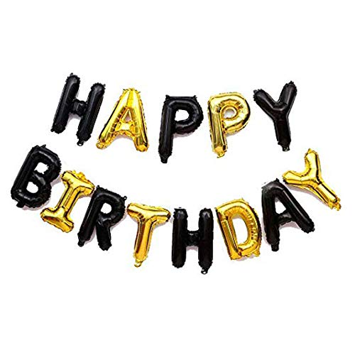 16 Inch Solid Happy Birthday Alphabets Letters Black Silver Color Foil Balloon