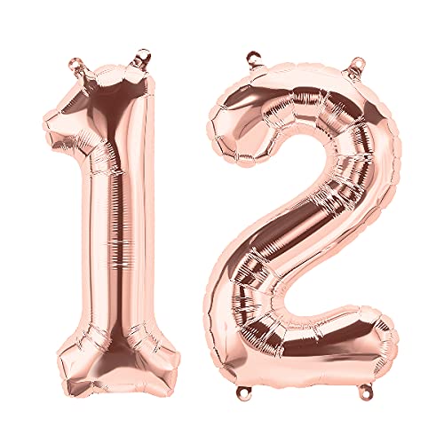 32 Inch Solid 12 Number Rosegold Foil Balloon