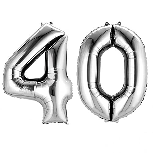 16 Inch Solid 40 Number Silver Foil Balloon