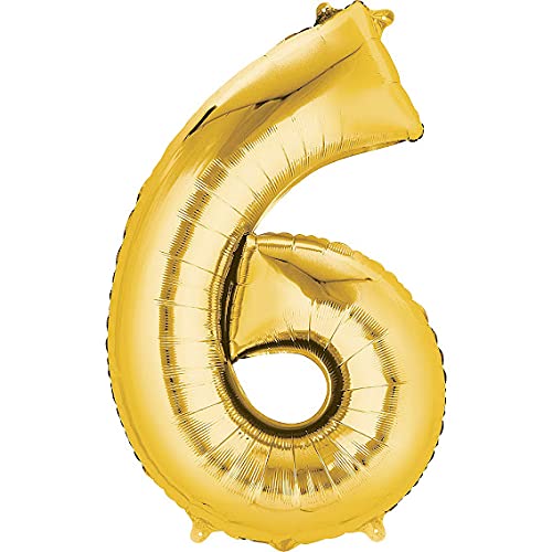 16 Inch Solid 6 Number Gold Foil Balloon