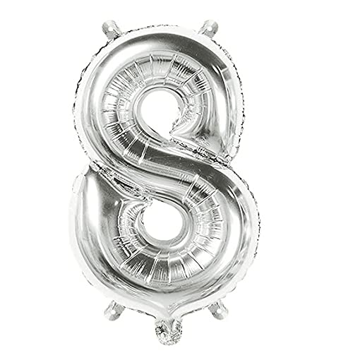 16 Inch Solid 8 Number Silver Foil Balloon