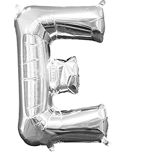 16 Inch Solid E Alphabet / Letters Silver Foil Party Balloon