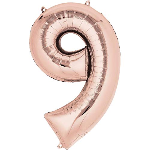 32 Inch Solid 9 Number Rosegold Foil Balloon