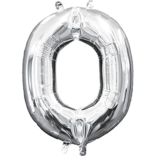 32 Inch Solid 0 Number Silver Foil Balloon