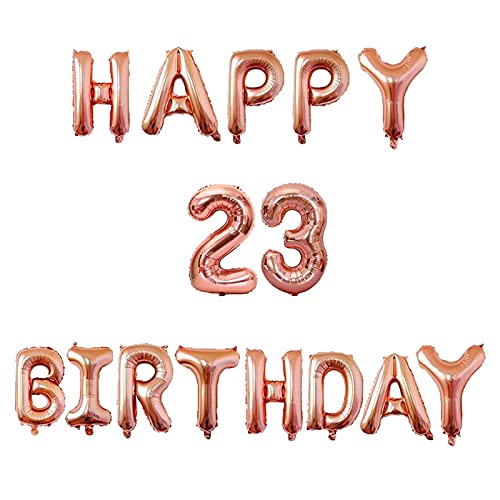 16 Inch 23rd Happy Birthday Alphabets & 16 Inch 23 Number Rosegold Foil Balloon