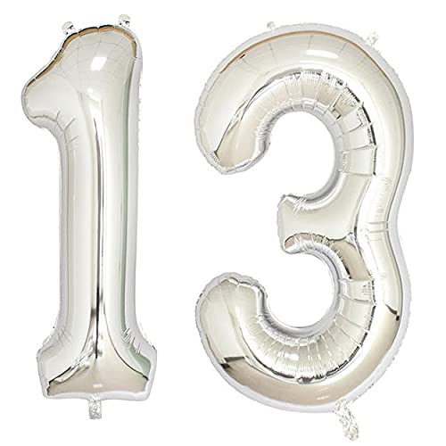 16 Inch Solid 13 Number Silver Foil Balloon