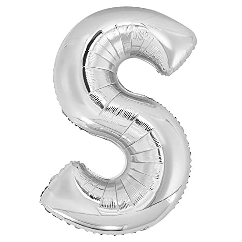 16 Inch Solid S Alphabet / Letters Silver Foil Party Balloon