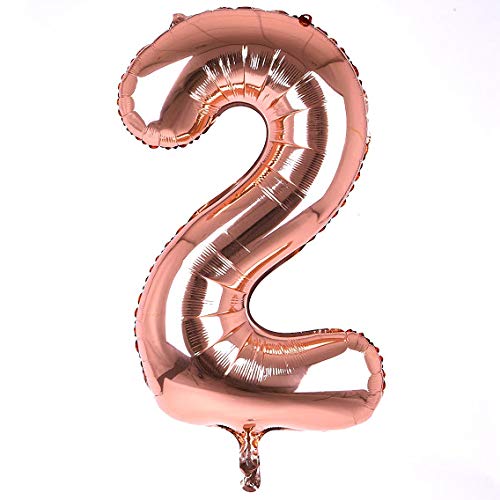 16 Inch Solid 2 Number Rosegold Foil Balloon