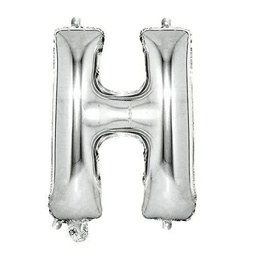 16 Inch Solid H Alphabet / Letters Silver Foil Party Balloon