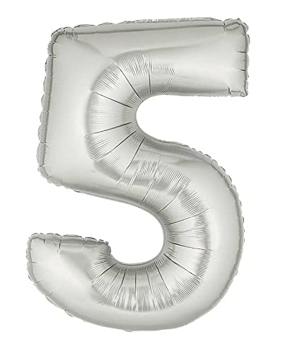 16 Inch Solid 5 Number Silver Foil Balloon