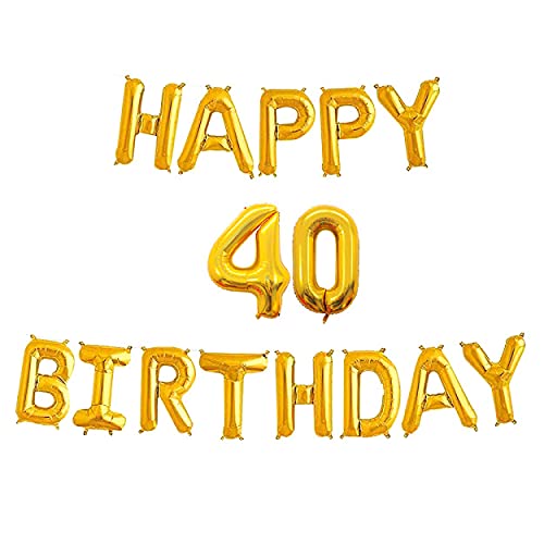 16 Inch 4th Happy Birthday Alphabets & 16 Inch 40 Number Gold Foil Balloon