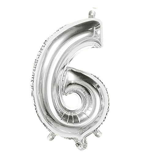 16 Inch Solid 6 Number Silver Foil Balloon