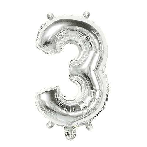 32 Inch Solid 3 Number Silver Foil Balloon