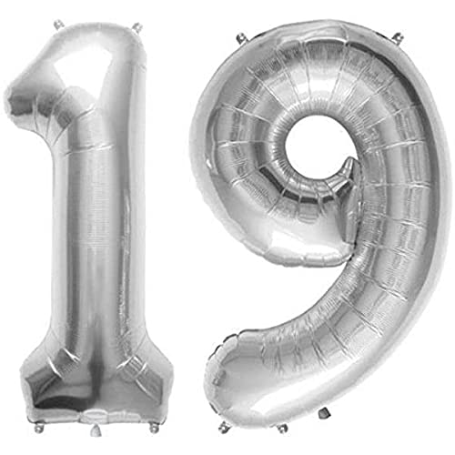 32 Inch Solid 19 Number Silver Foil Balloon