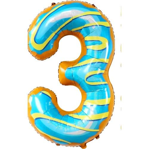 34'' Inch Donut Shape Number 3 Foil Balloon