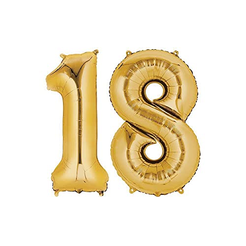 32 Inch Solid 18 Number Gold Foil Balloon