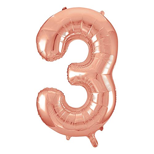 16 Inch Solid 3 Number Rosegold Foil Balloon