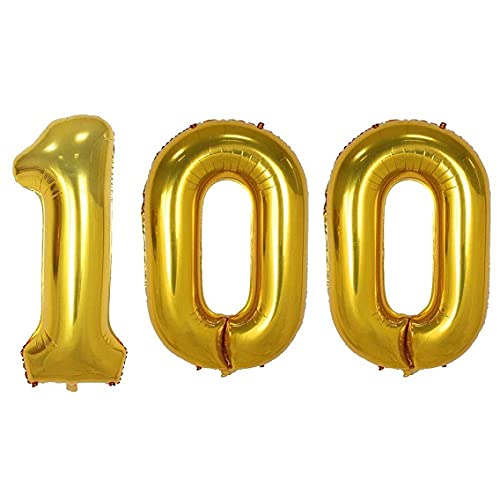 16 Inch Solid 100 Number Gold Foil Balloon