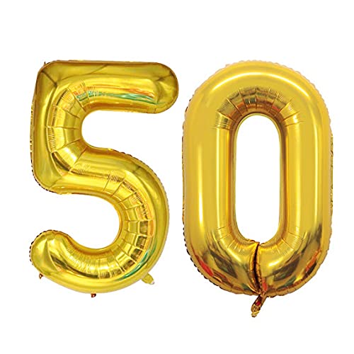 16 Inch Solid 50 Number Gold Foil Balloon