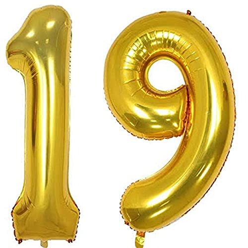 32 Inch Solid 19 Number Gold Foil Balloon