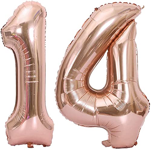 32 Inch Solid 14 Number Rosegold Foil Balloon