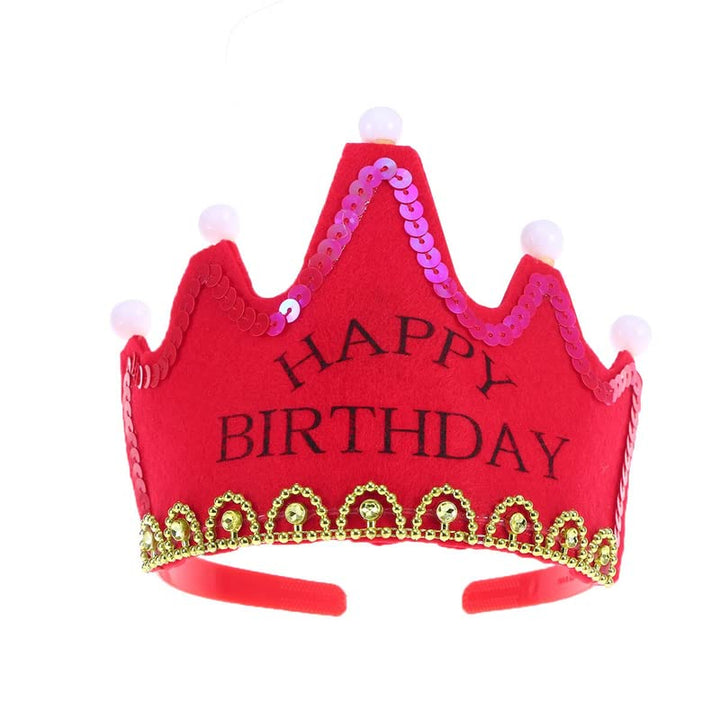 Flashing Happy Birthday Led Light Up Crown(Red)  (Pack of 1)