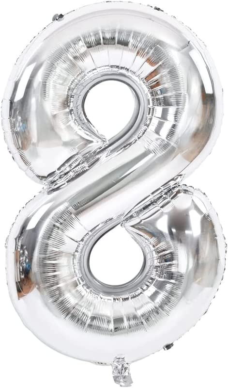 40 Inch Solid  8 Number Silver Foil Balloon