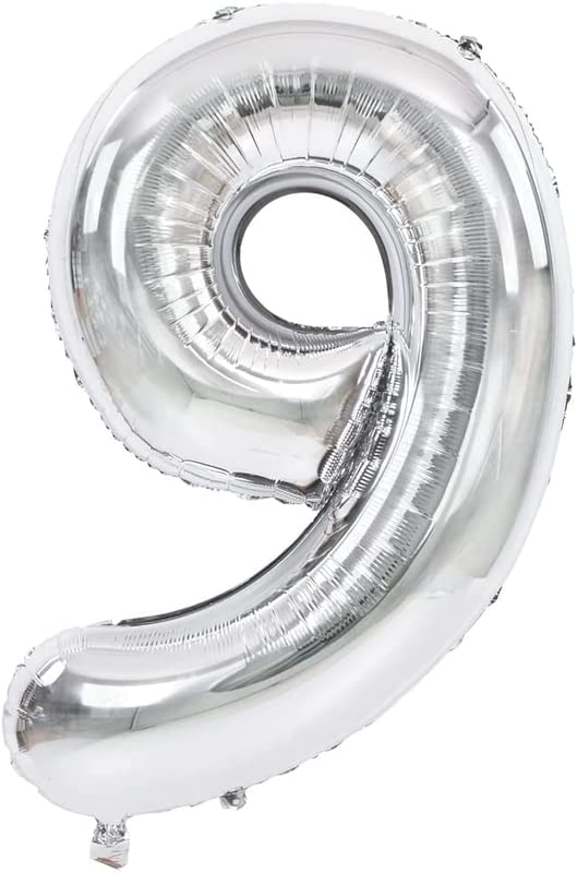 40 Inch Solid  9 Number Silver Foil Balloon