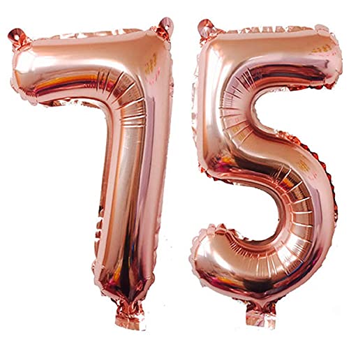 32 Inch Solid 75 Number Rosegold Foil Balloon